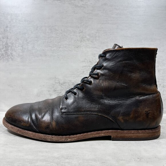 Frye Leather Lace Up Zip Ankle Boots - Men's Size 11.5 D - Brown - Picture 1 of 11